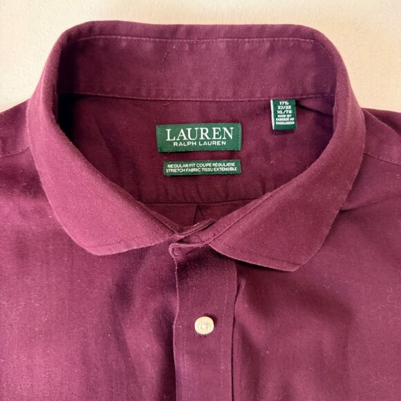Lauren Ralph Lauren | Burgundy | Regular Fit Stretch Shirt | 17.5 32/33 XL - Picture 2 of 5